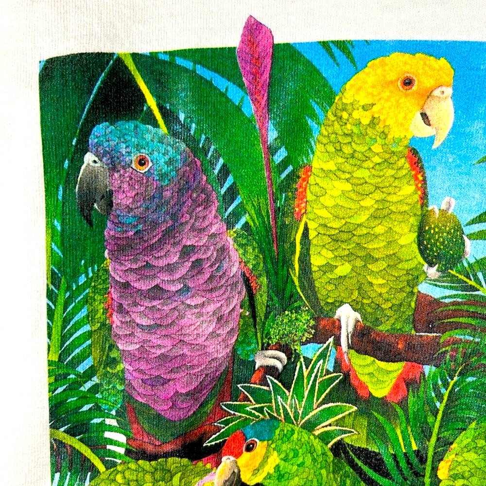 Amazon Parrots Tropical Jungle Long Sleeve Tee Shirt 1992 Firefly Studios Birds - Picture 6 of 17